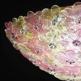 Amazing Pink and Gold Large Size Murano Ceiling Light Flower by Seguso