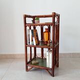 Vintage stand shelf in bamboo and rattan
