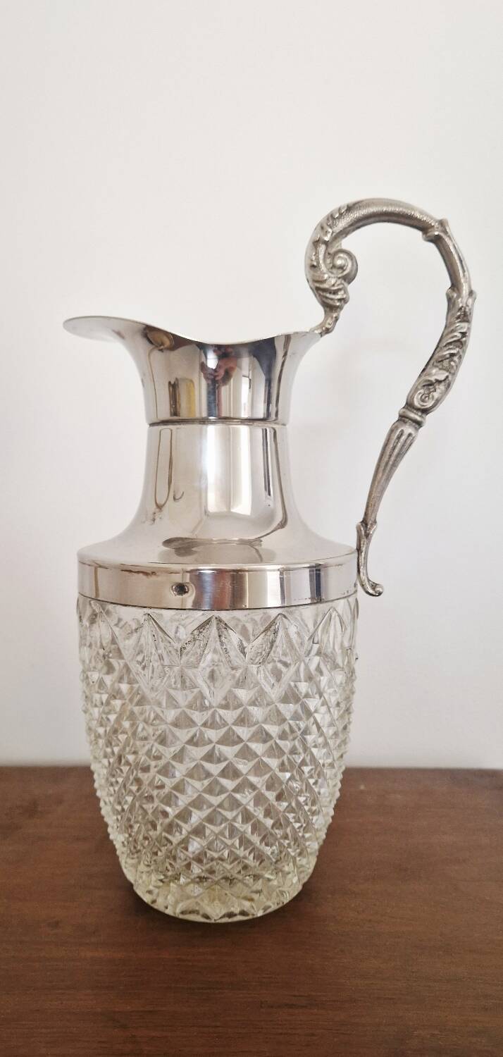 Cut crystal carafe and silver-plated metal – Victorian / Napoleonic III style