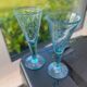 Pair of sky blue chalice or flute glasses