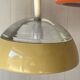 Pair of glass and holophane metal pendant lights, 1970s