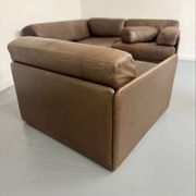Canapé d’angle modulable DS-76 en cuir marron design De Sede année 80 