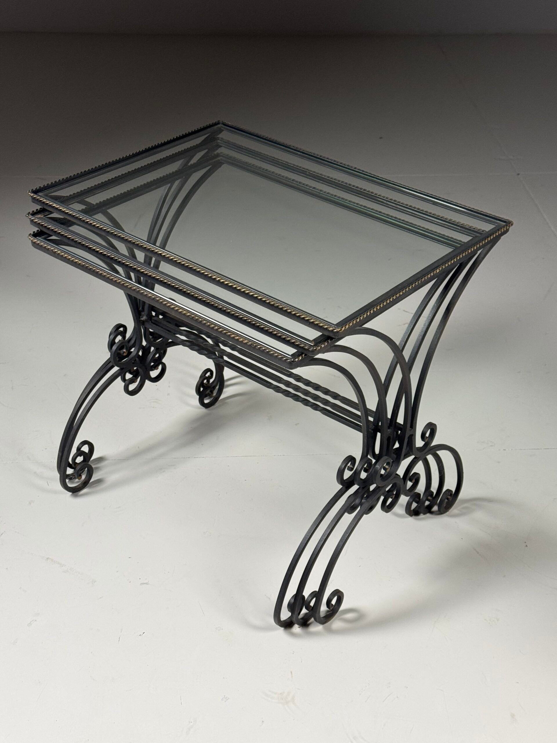 Set of 3 metal nesting tables 20th century