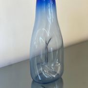 Beautiful Vintage Murano Modern Vase, Blue and Clear Glass, 1970's