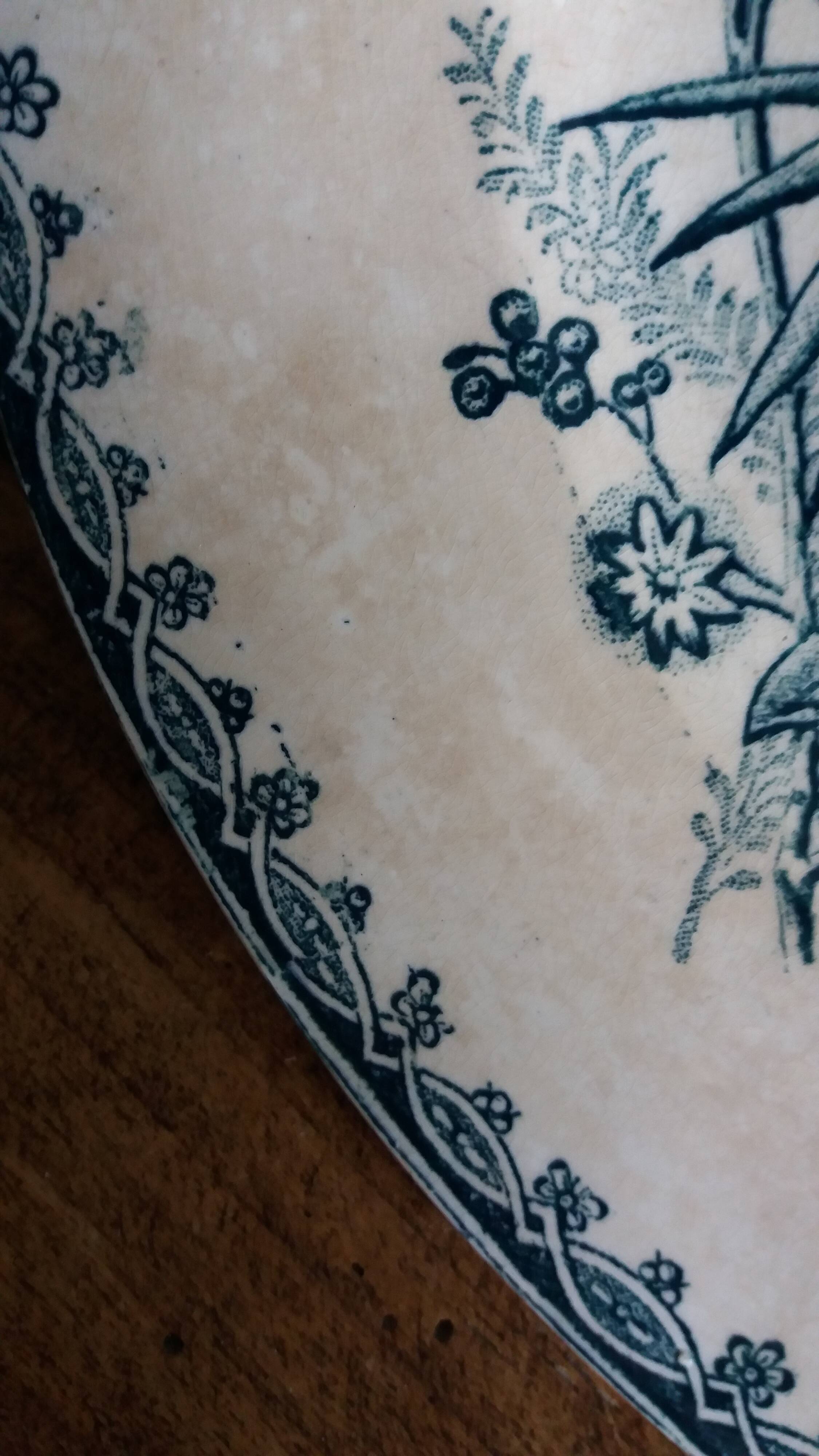 Flat plate, ironstone, Saint Amand, Margot decoration, Amandinoise company, 1920.