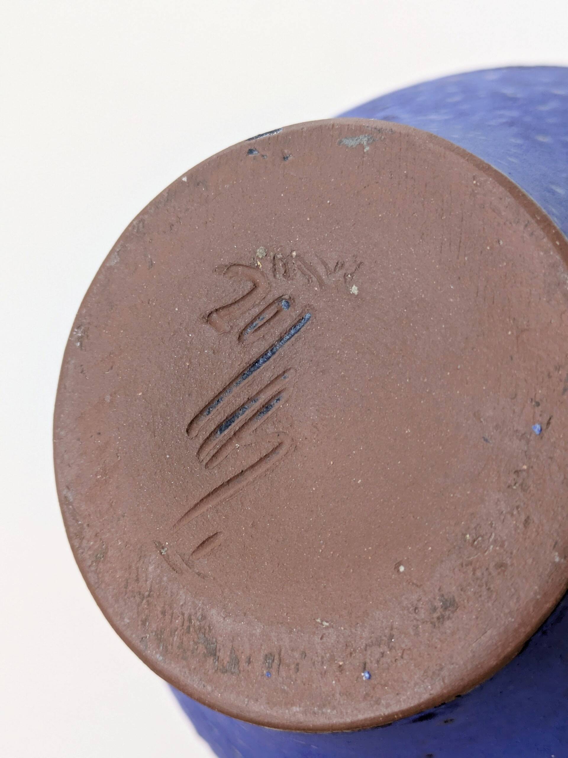 Mid-Century blue Klein vase Heyne ceramics, Germany, 1960s