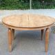 Renovated round extendable Art Deco dining table in raw wood, 1950, 225cm.