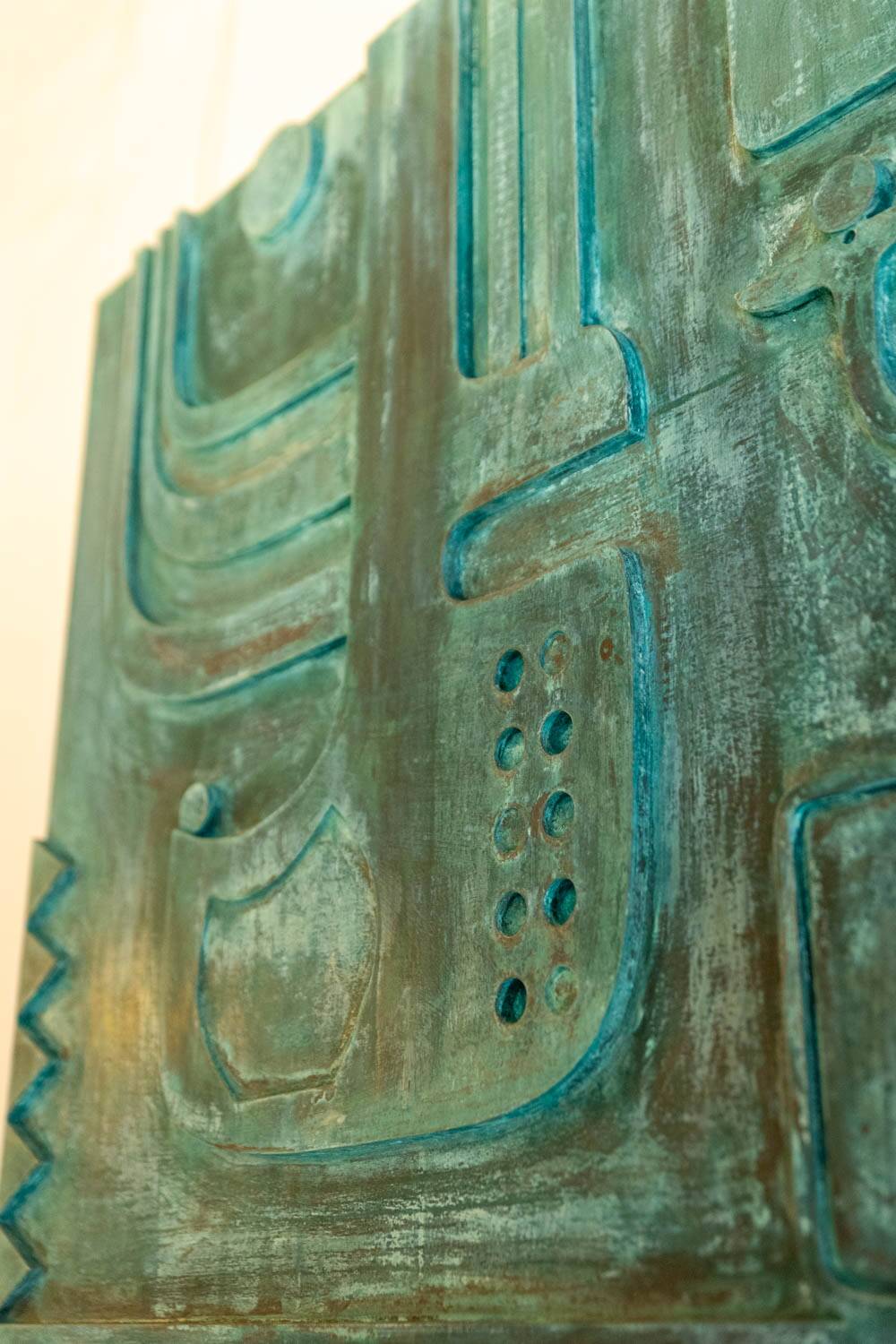Victory of Segonzac. Sculpted and copper triptych panel. Contemporary.