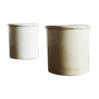 Pair of pots in white earthenware creil and montereau