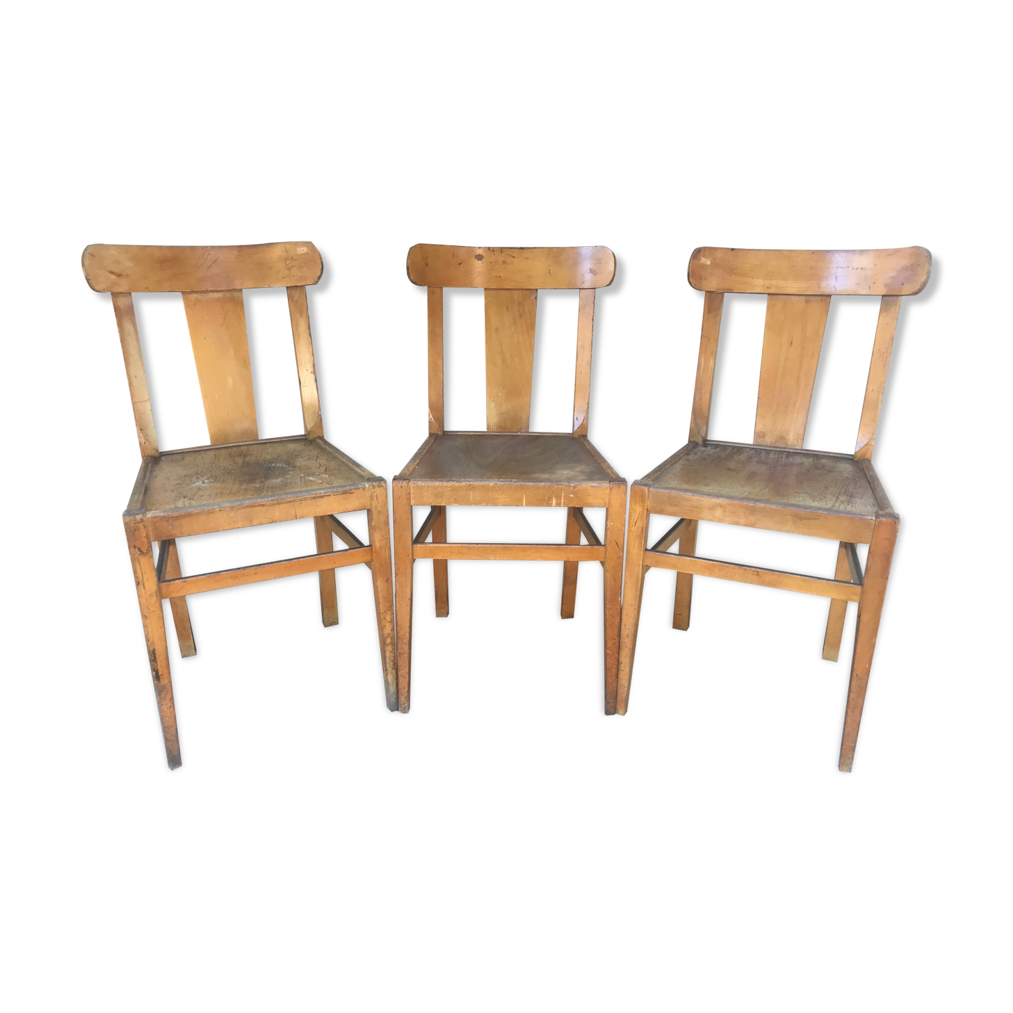Series of 3 chairs old bistrot 60s vintage