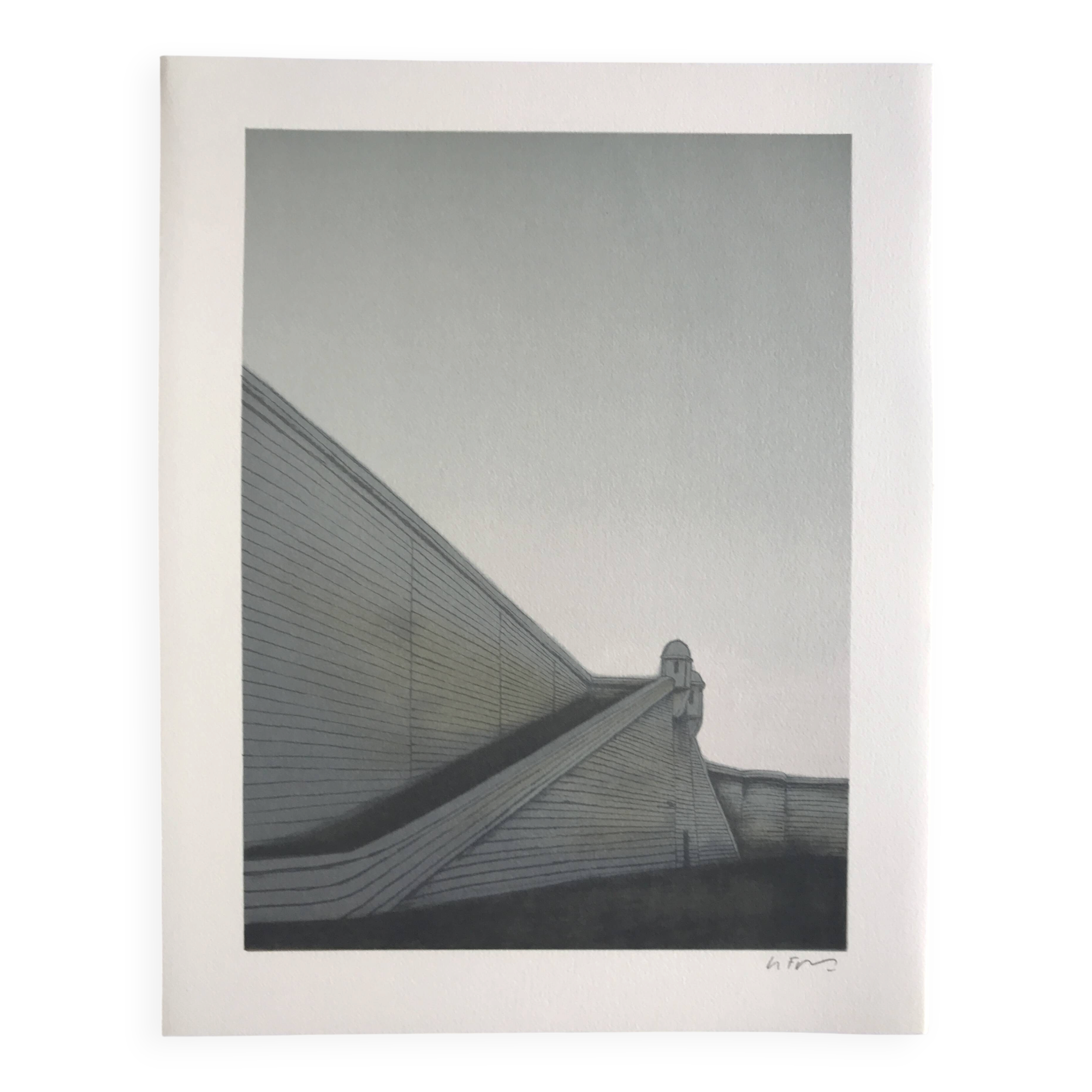 Alain le foll, fortifications, 1978. original lithograph signed in pencil.