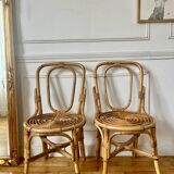 Pair of vintage Italian rattan chairs