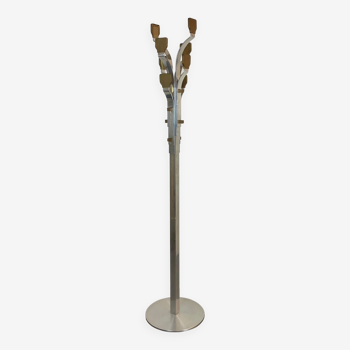 Italian aluminum & brass coat rack from 1970s