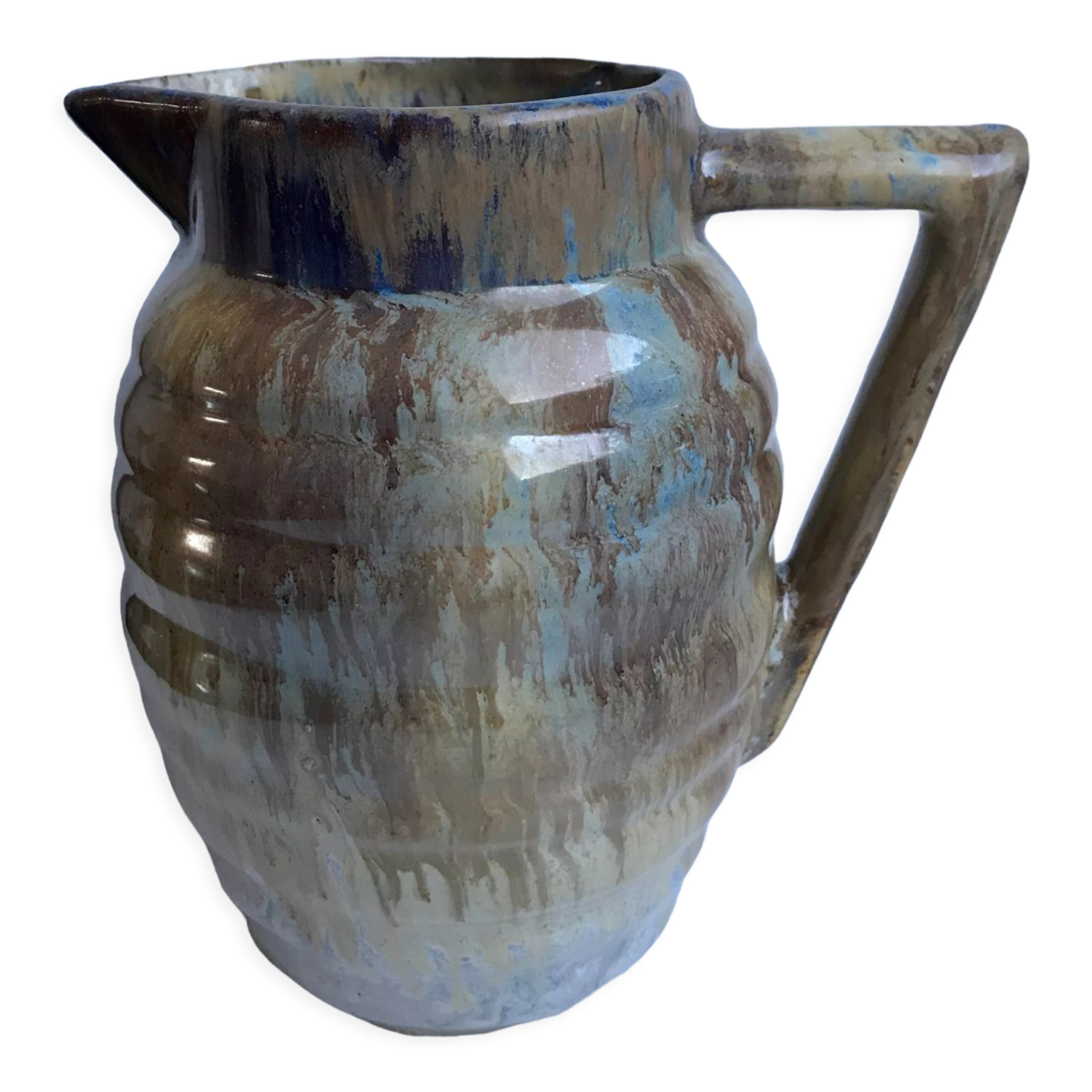 Ceramic pitcher / glazed stoneware 70s