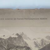 Old print printed on albumen paper Mountain landscape Alps hikers
