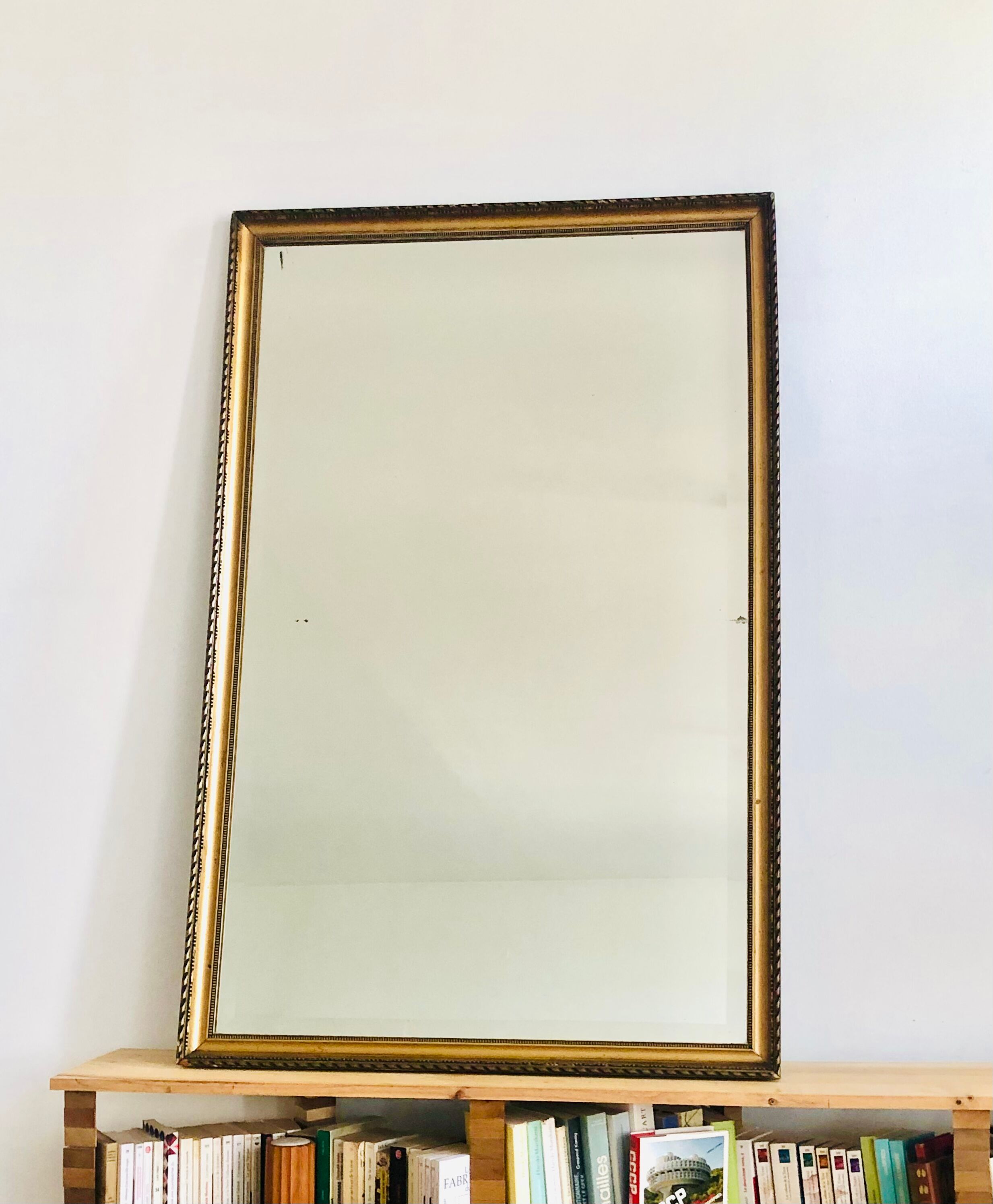 Old mirror in wood and gilded stucco, 114 x 93 cm