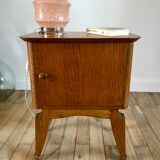 Bedside table in oak and brass 50s