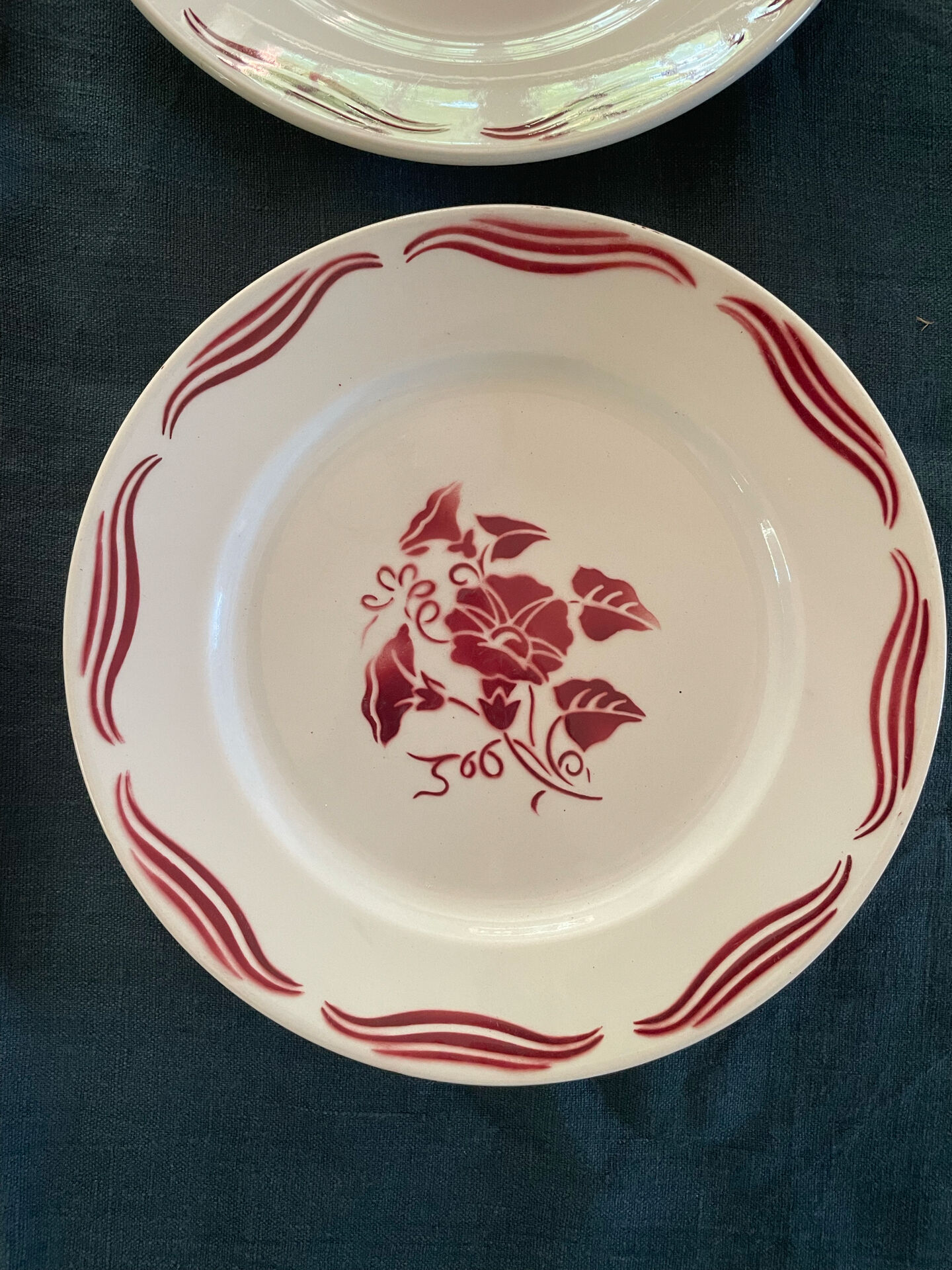 6 Flat plates Fenal Badonviller Liserons pattern