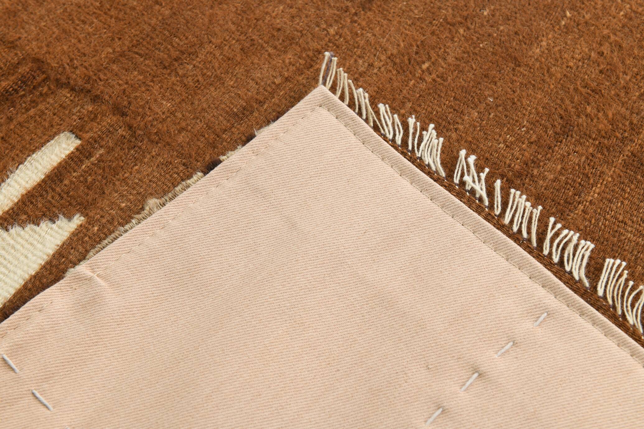 4x5 Camel Brown & Beige Vintage Kilim Rug, 118x161Cm