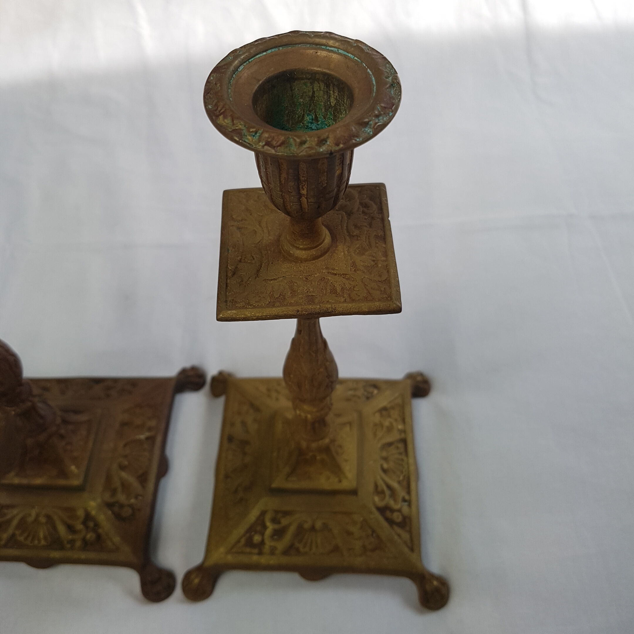 Pair of old candlesticks in bronze