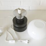 Vintage mid century modern space age Japandi wooden table lamp redesign