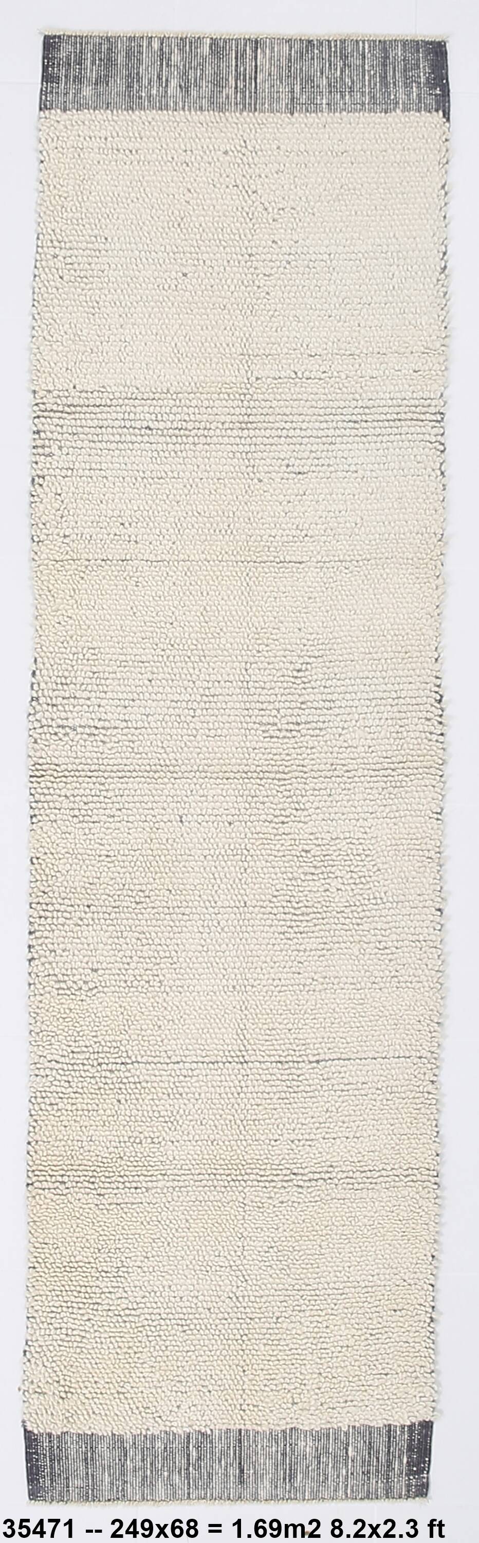 2x8 Cream Beige Turkish Runner Rug, 68x249Cm