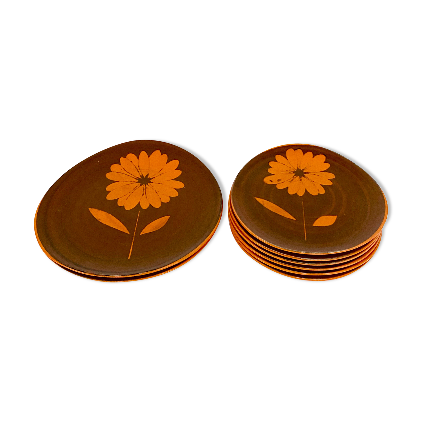 Niederviller set of vintage ceramic plates in the 70s.