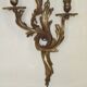 Very large pair of early 1900s 3-light acanthus leaf wall sconces 5209