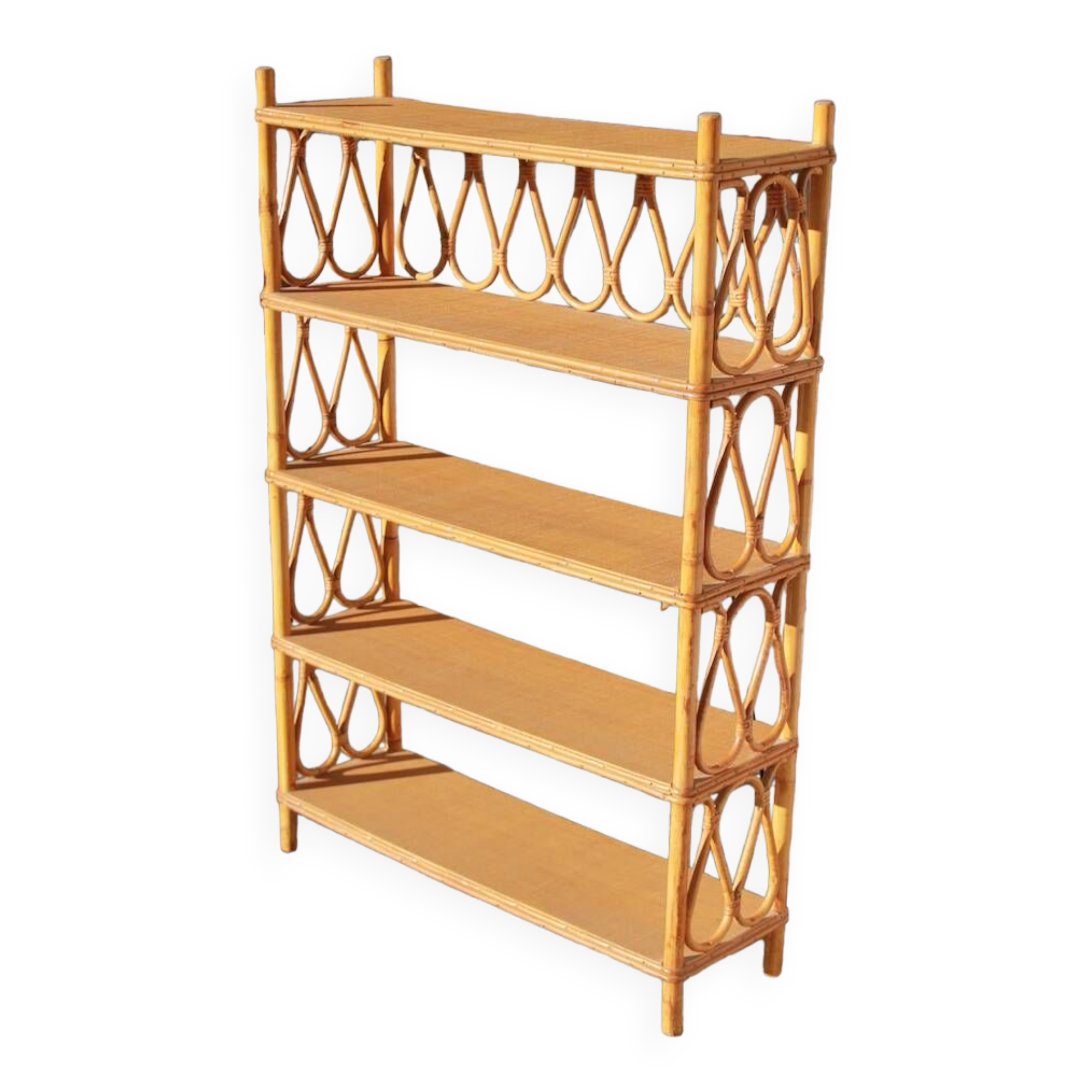 vintage rattan bookcase