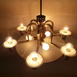 1930 Art deco Metal chandelier Functionalism, Czechoslovakia