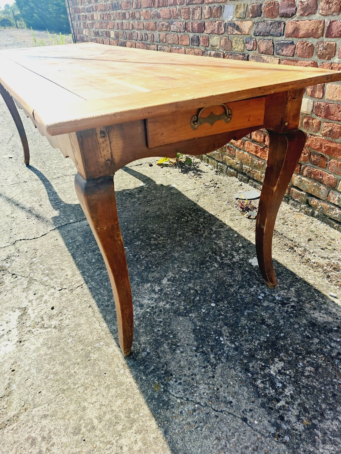 Farmhouse table with drawer and extension