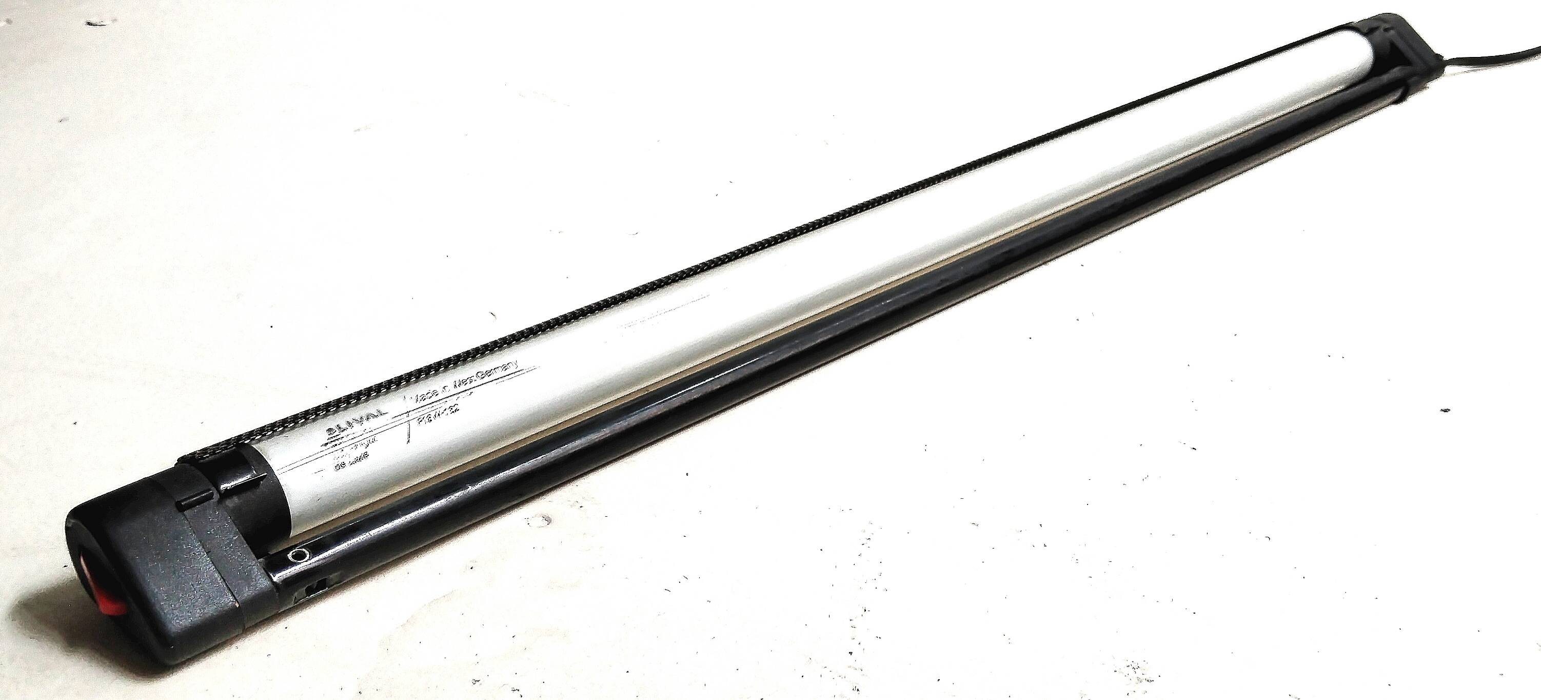 Black lacquered perforated metal table lamp with neon lighting - vintage from the 80s / 90s