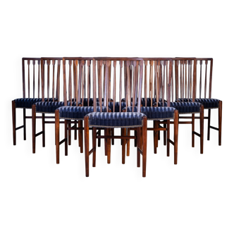 Vintage Dining Chairs in Rosewood, Denmark, 1950s, Set of 10