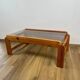 Pine coffee table with smoked glass top, 1970s/80s.