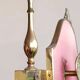 Italian coat rack in brass and red fabric, 1950s/60s.