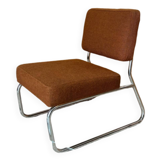 Fauteuil chrome et laine 1970
