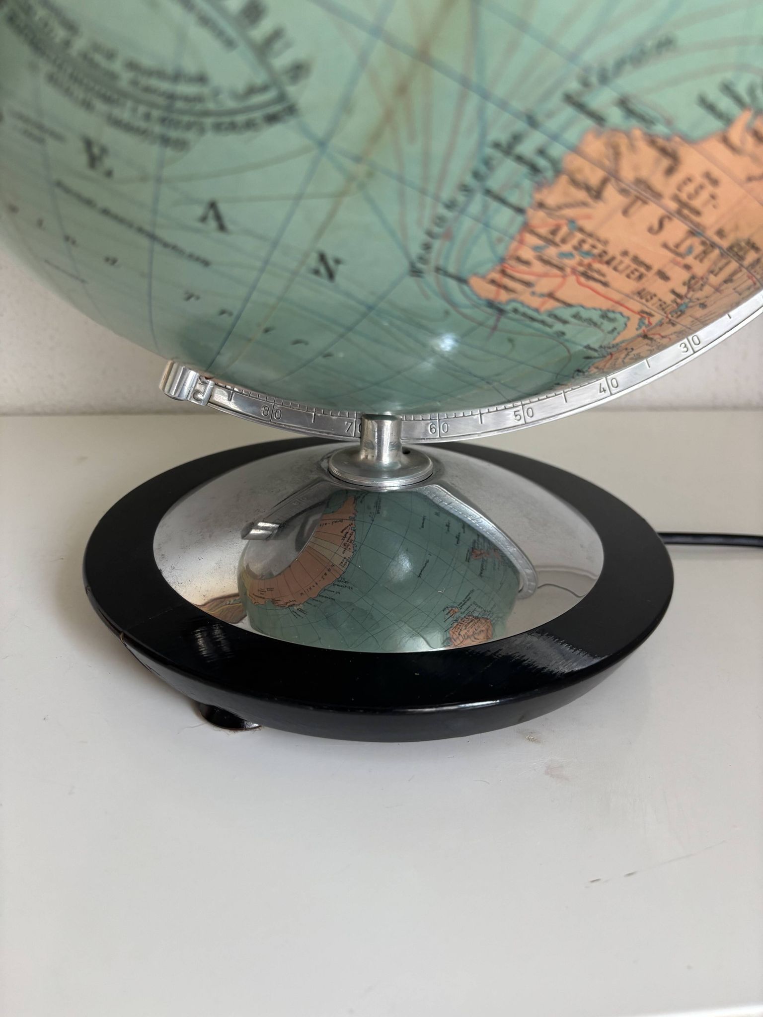 Globe vintage 1940 terrestre verre Duo Erdglobus Berlin - 42 cm
