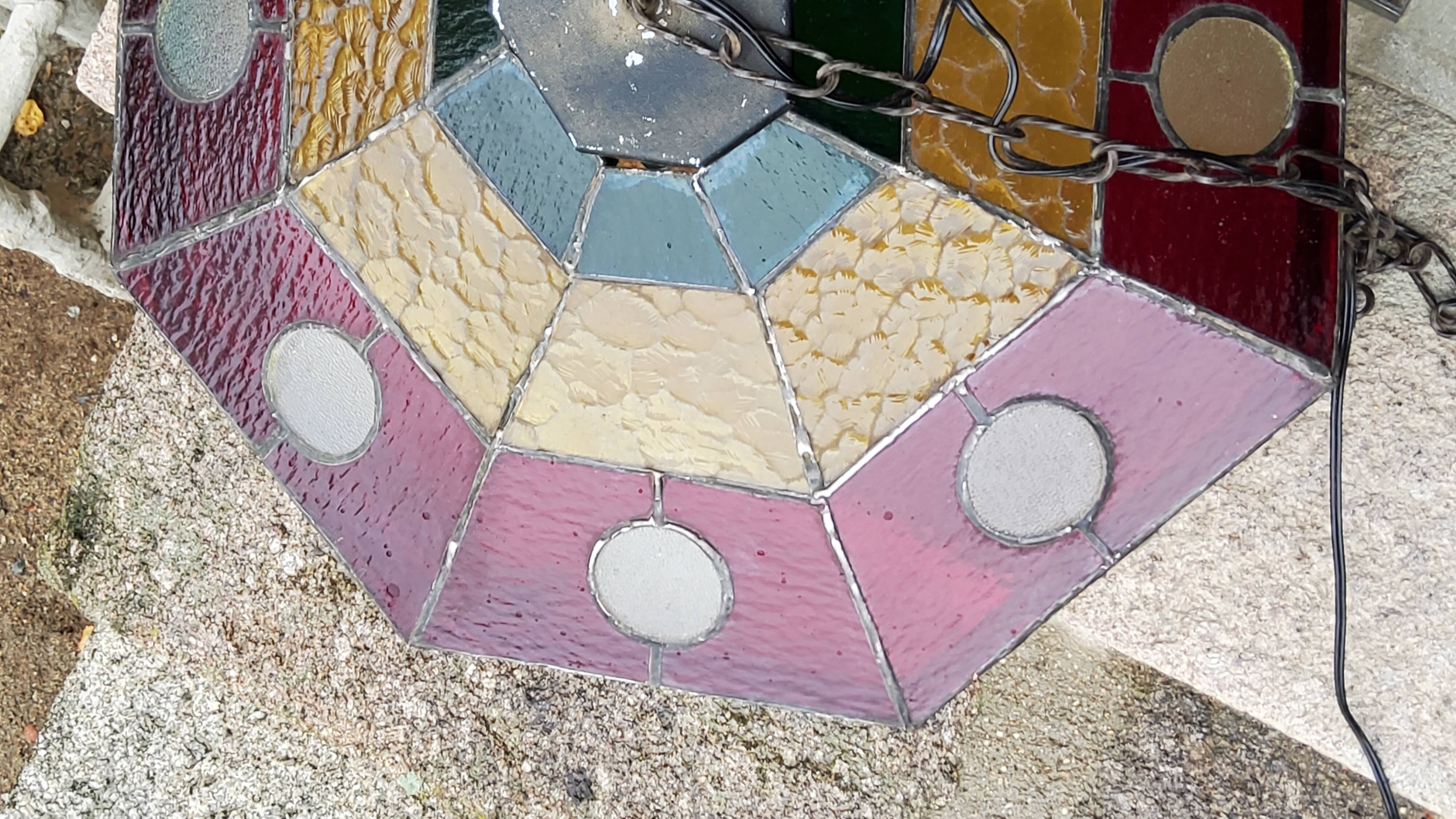 Art style stained glass suspension, diameter 58cm