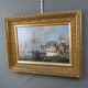 Tableau "Quay in Light", oil on panel, signed Jules d'Évry – Mid 19th century