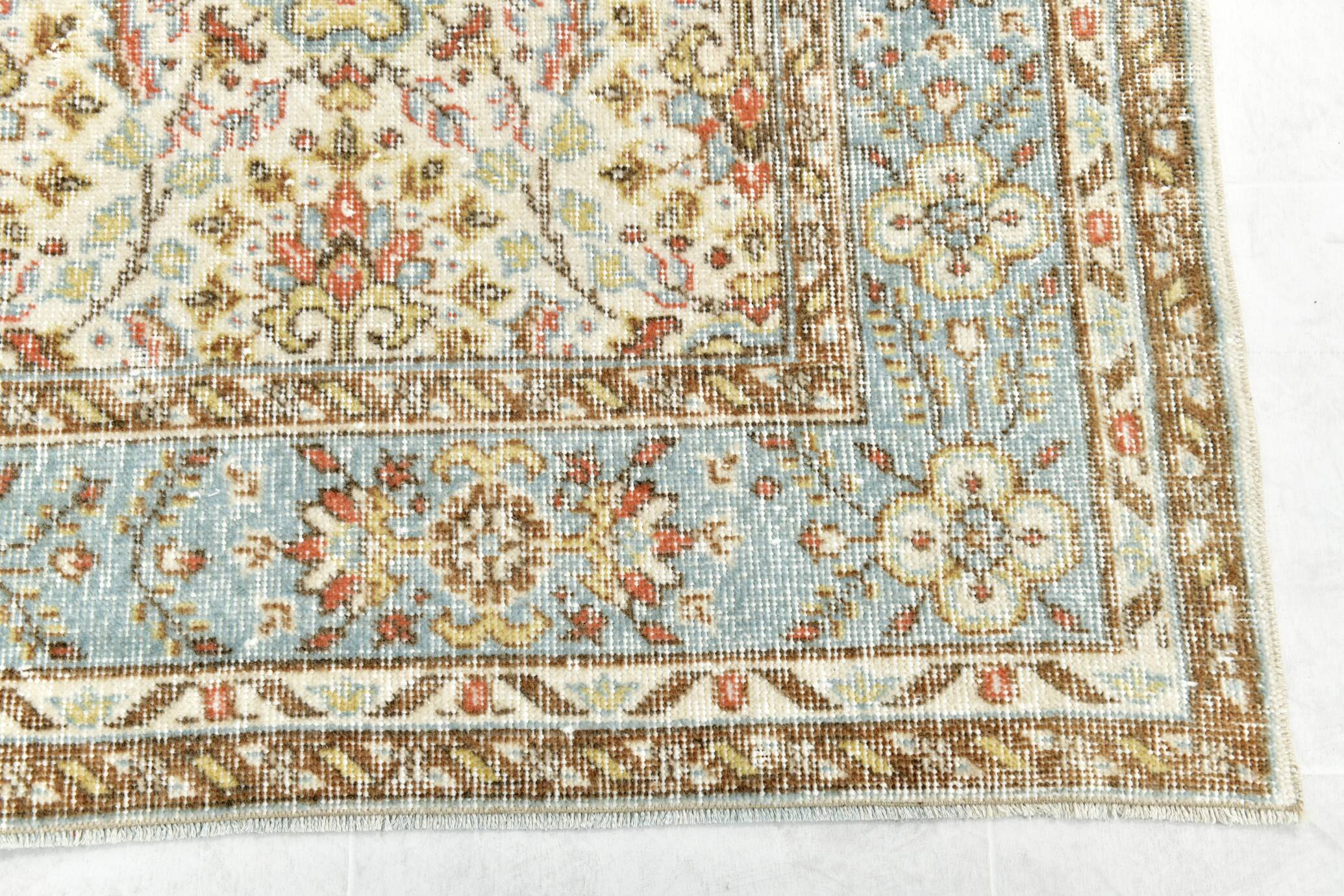 6x9 Sky Blue Turkish Vintage Area Rug 178x286Cm SK 24678