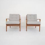 Solid oak antique dining chairs, with hand carved back rests. The chairs have no screws only wooden