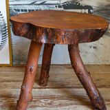 Brutalist sofa tip table in solid wood