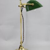 1930s Art Deco Brass  Banker Table Lamp, Czechoslovakia