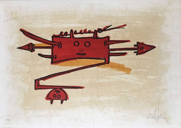 Lam Wifredo 1902-1982 El ultimo viaje del buque fantasma - 6, 1976. Original lithograph signed