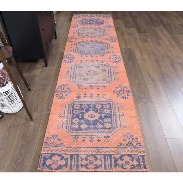 Vintage Turkish handmade wool runner  87x343