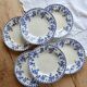 6 antique deep plates, blue and white Dresden porcelain