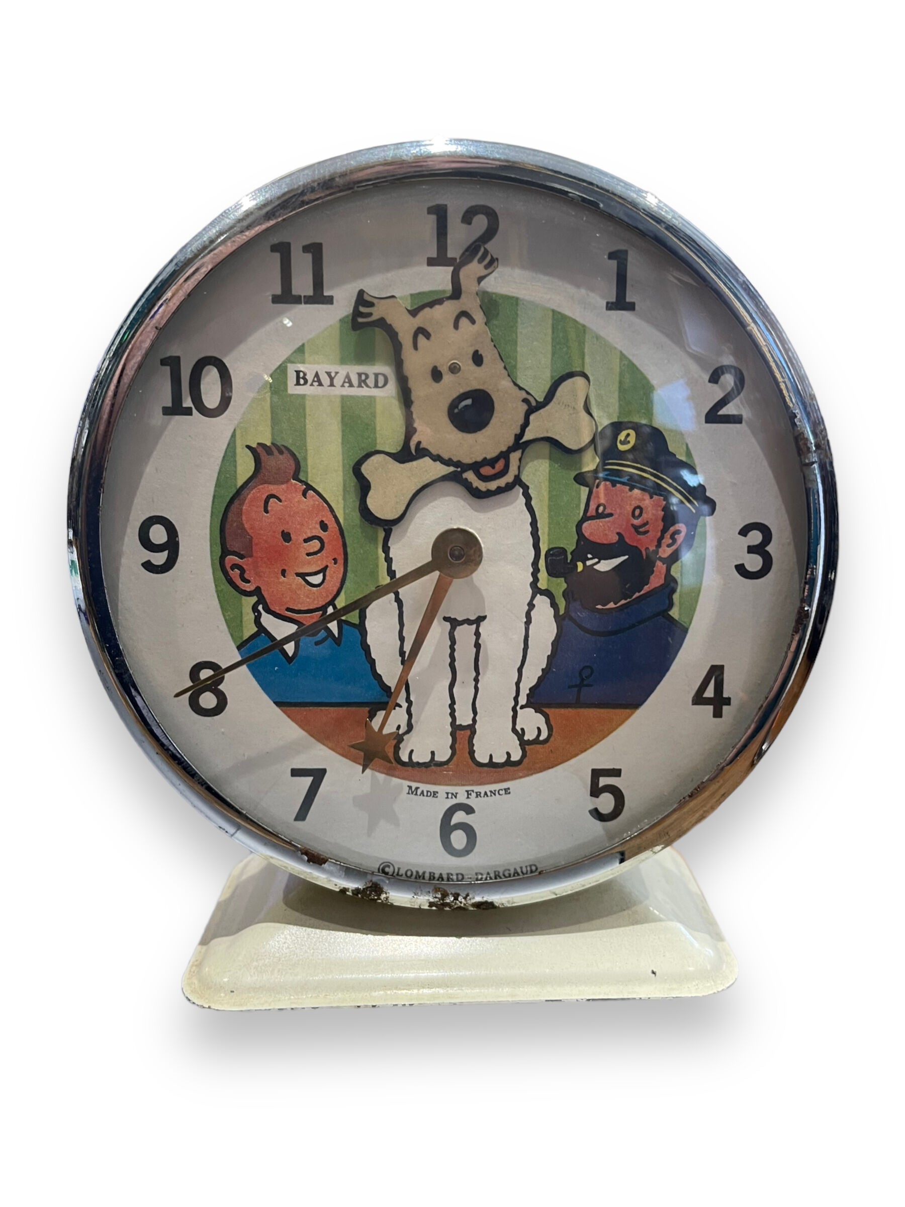 Tintin alarm clock bayard animated mechanical metal 1960s