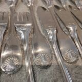 11 silver-plated fish forks and 11 fish knives by Christofle Vendome