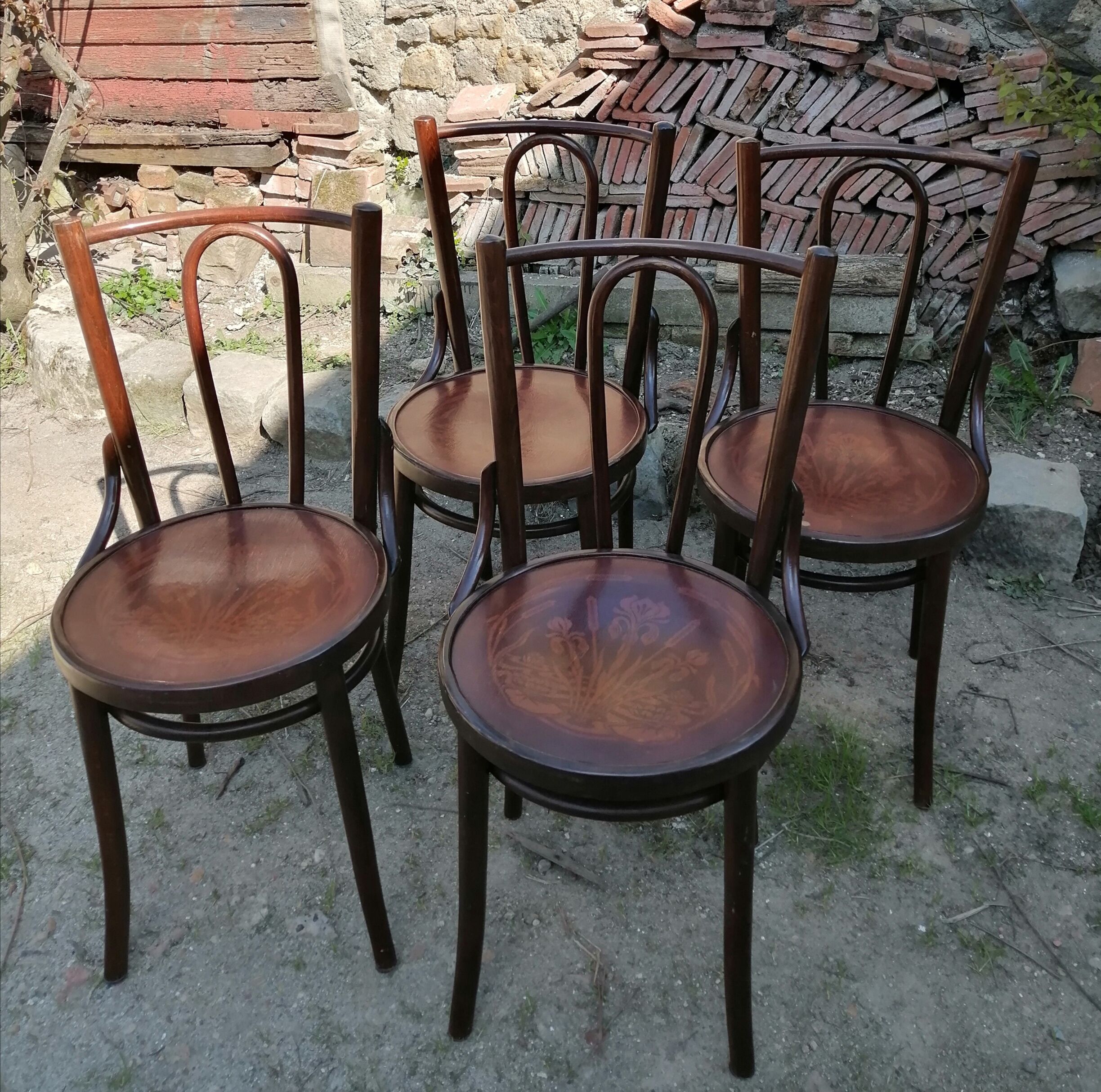 Paire de chaises bistrot en bois courbé