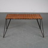 Table basse en osier des années 1950 des Pays-Bas